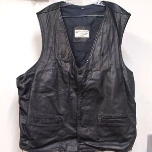 Nate's Leather Chicago Police Equipment Black Leather Vest 4XL